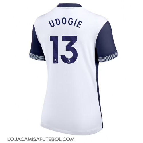 Camisa de Futebol Tottenham Hotspur Destiny Udogie #13 Equipamento Principal Mulheres 2024-25 Manga Curta